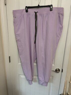 Figs Scrub High Waisted Zamora Jogger W/Aya Logo 6XLP in Dusty Pink  48” x 27”
